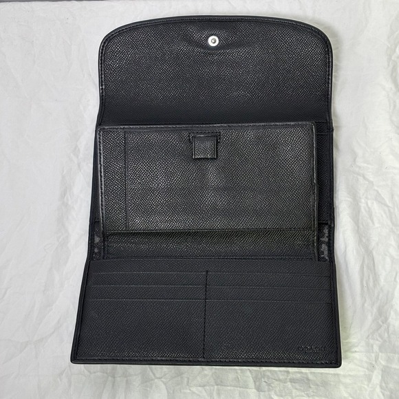 Coach Slim Wallet trifold Checkbook Black Signature Monogram - Picture 7 of 8